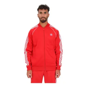 Классический свитер на молнии красного цвета, спортивного кроя. Adidas Originals, красный