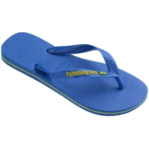 Шлепанцы Havaianas "BRASIL LOGO NEON", летняя обувь, тапочки, туфли для бассейна с бразильскими деталями, синий