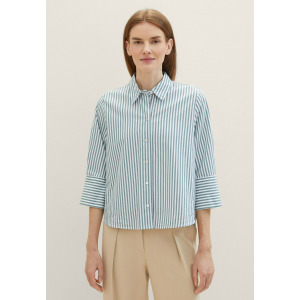 Блузка-рубашка TOM TAILOR, цвет green offwhite vertical stripe