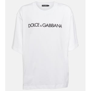 Укороченная футболка DG из хлопкового джерси DOLCE&GABBANA, белый