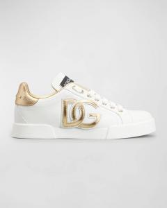 Двухцветные кожаные низкие кеды Dolce&Gabbana