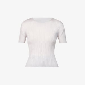 Трикотажный топ со складками и высоким воротником Basics Pleats Please Issey Miyake, серый