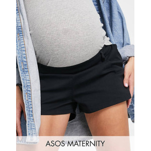 Черные шорты чиносы с выпуклым поясом ASOS DESIGN Maternity