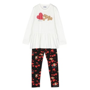 Moschino Kids комплект из топа и брюк с принтом Teddy Bear, черный