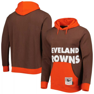 Мужской пуловер с капюшоном Mitchell & Ness Brown Cleveland Browns Big Face 5.0