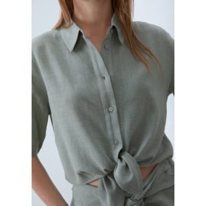 Рубашка Linen Blend Shirt Anna Field, зеленая