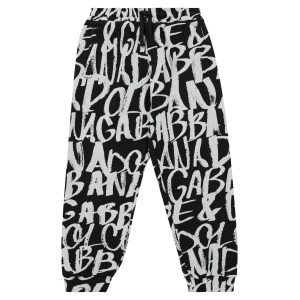 Хлопковые спортивные штаны с принтом Dolce&Gabbana, черный