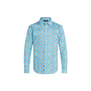 Новые квартальные продукты LV Shirt Men Light Blue Louis Vuitton, светло-голубой