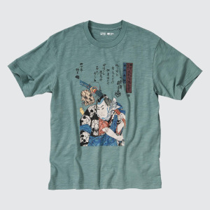 Футболка Uniqlo Ukiyo-e Ut Archive с графикой , зеленый