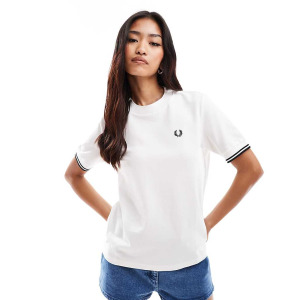 Белая футболка Fred Perry с контрастными манжетами