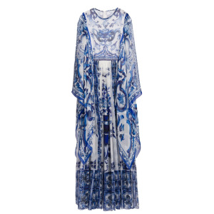 Платье макси Blu Mediterraneo Painterly с рукавами-кимоно DOLCE&GABBANA