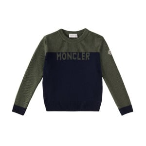 Шерстяной свитер Moncler Enfant, зеленый