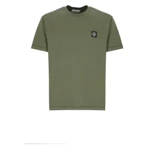 Хлопковая футболка с логотипом Stone Island, зеленый