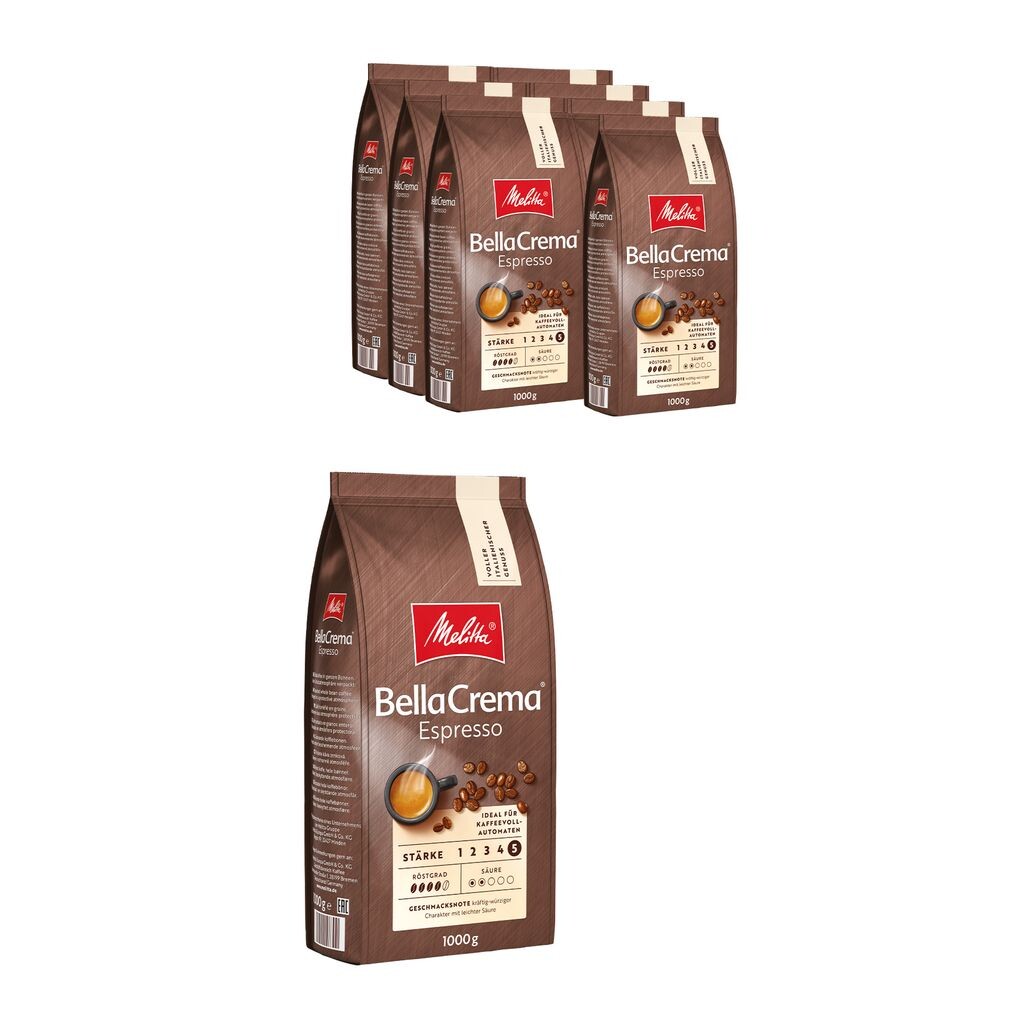 

MELITTA Кофе в зернах BellaCrema Espresso 8х1 кг крепкий, пряный вкус