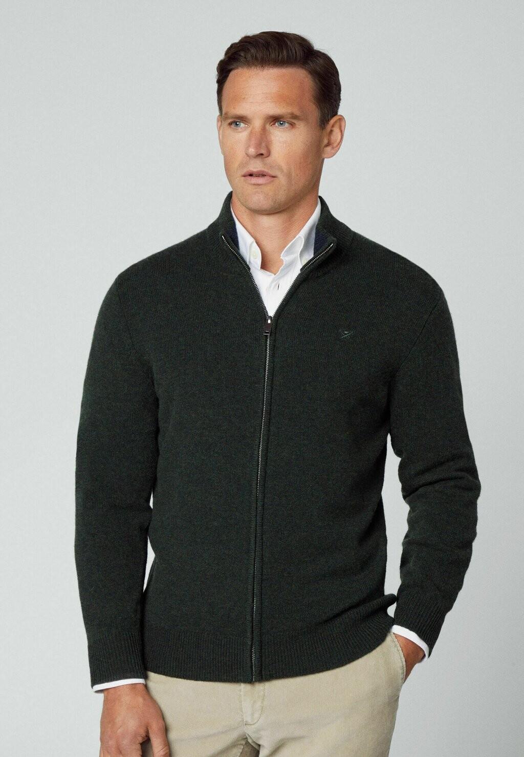 

Кардиган FZIP Hackett London, цвет dark green
