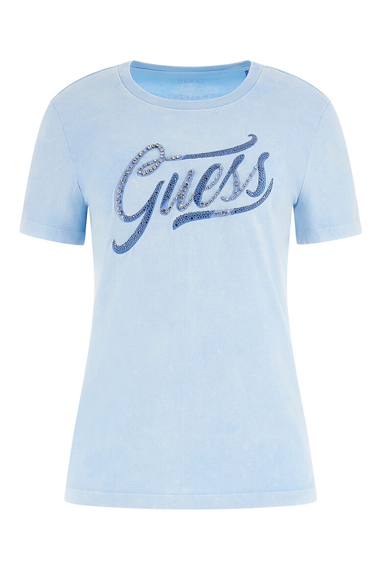 

Футболка с вышитым логотипом и декоративными камнями Guess, лавандовый