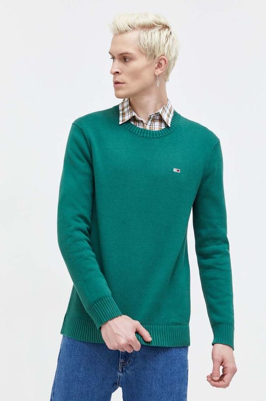 цена Хлопковый свитер Tommy Jeans, зеленый