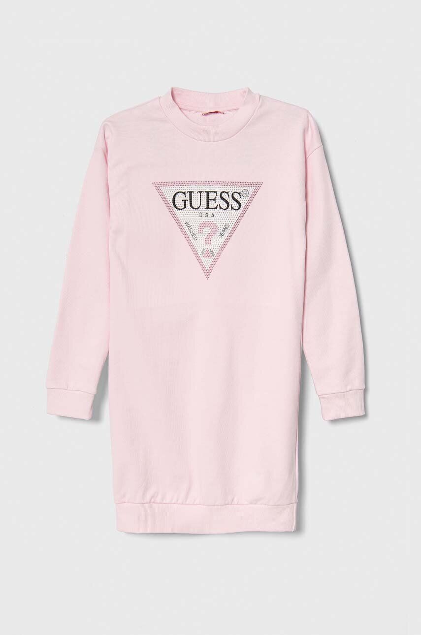 

Платье Guess из хлопка для девочки, розовый