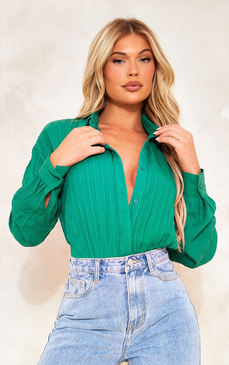 

PrettyLittleThing Зеленое льняное боди с драпировкой
