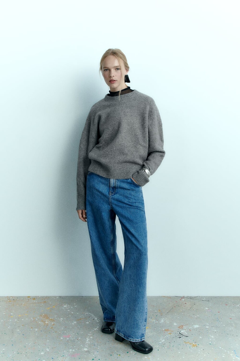 

Мягкий вязаный свитер ZARA, серый
