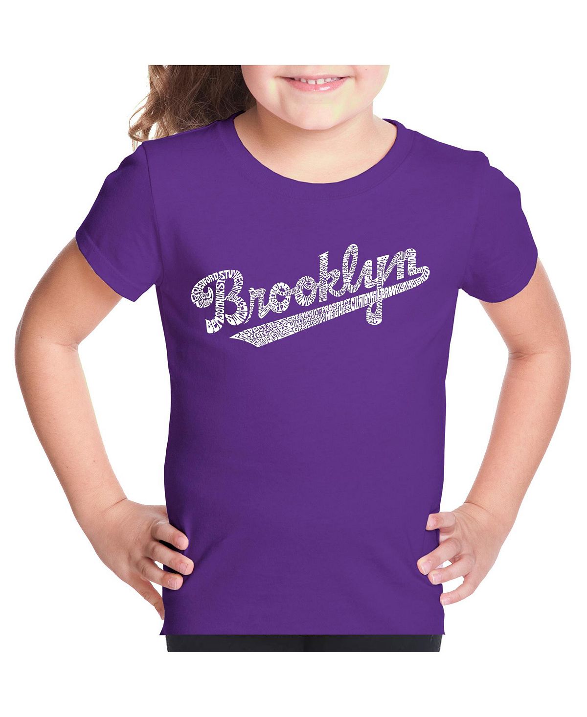 Футболка с надписью Big Girl's Word Art — Brooklyn Neighborhoods LA Pop Art brooklyn neighborhoods мужская футболка с длинным рукавом с надписью word art la pop art
