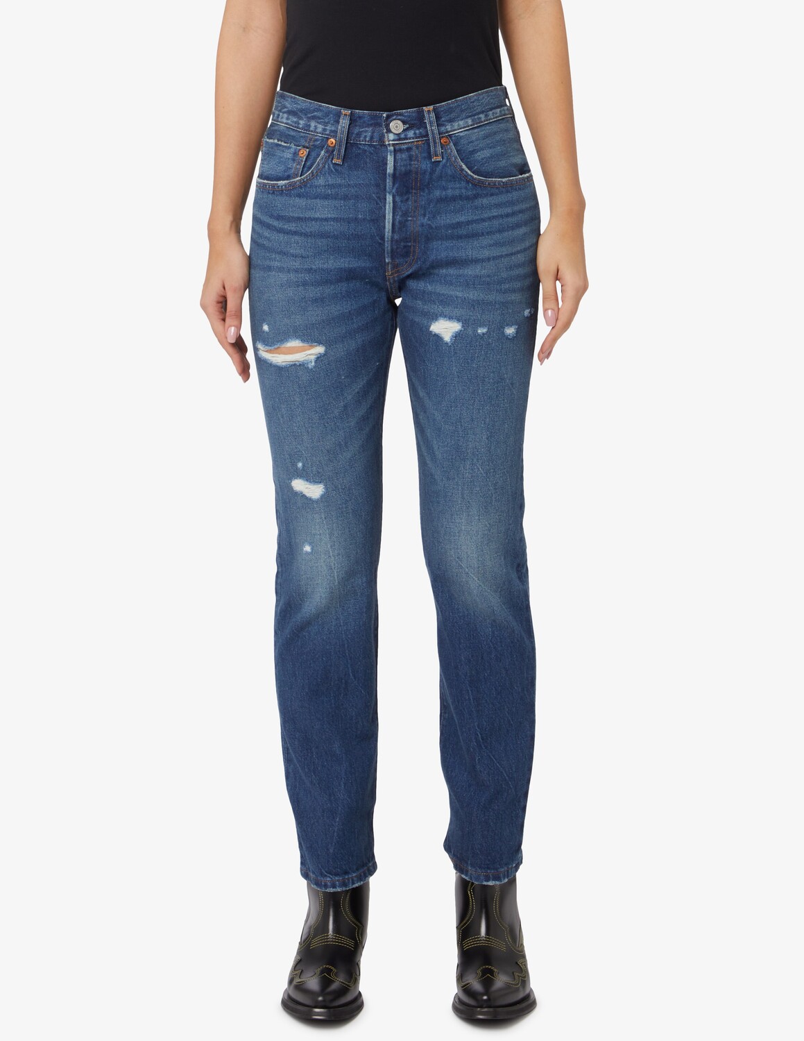 

Укороченные джинсы 501 с высокой посадкой Levi's, синий