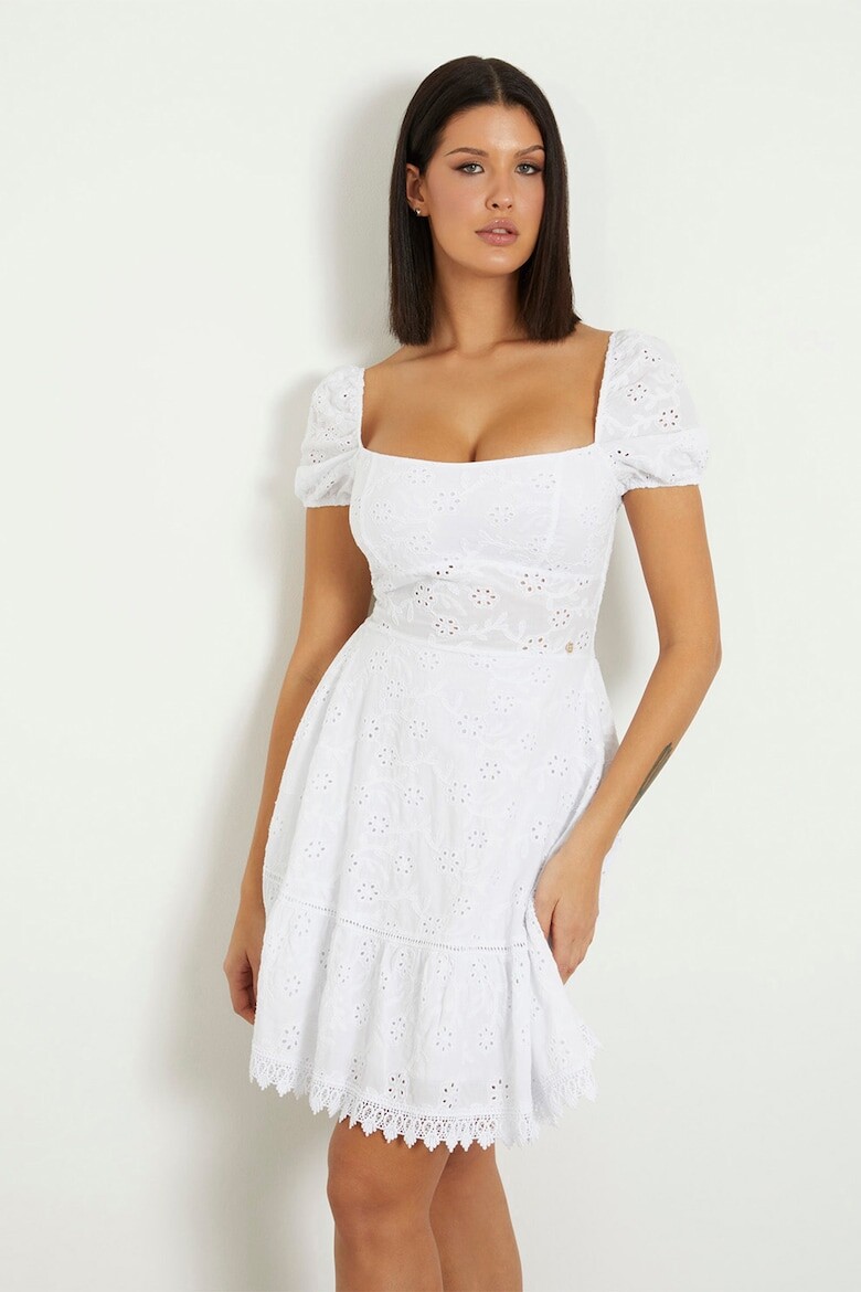 

Короткое платье с квадратным вырезом Guess, белый