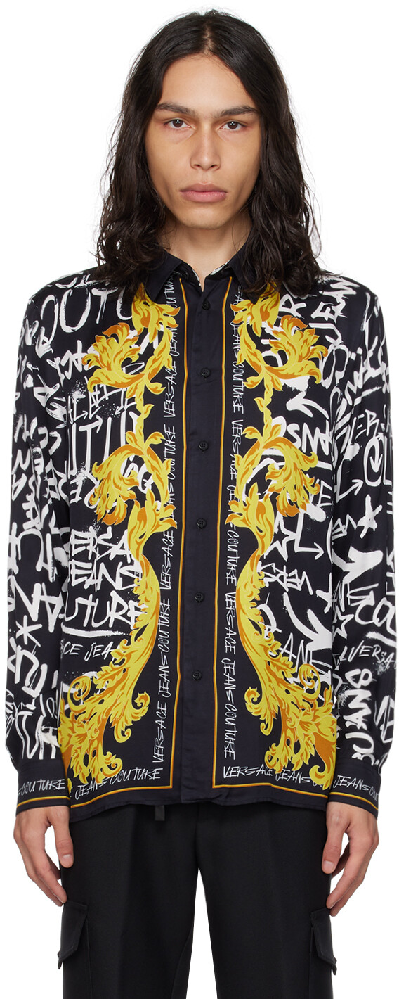

Черная рубашка с граффити Versace Jeans Couture