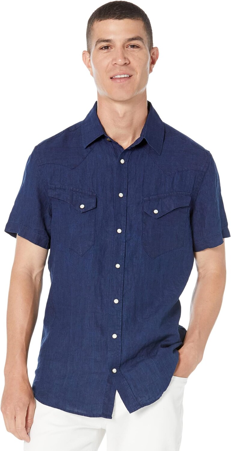 

Рубашка The Short Sleeve Western Taylor Stitch, цвет Indigo Linen