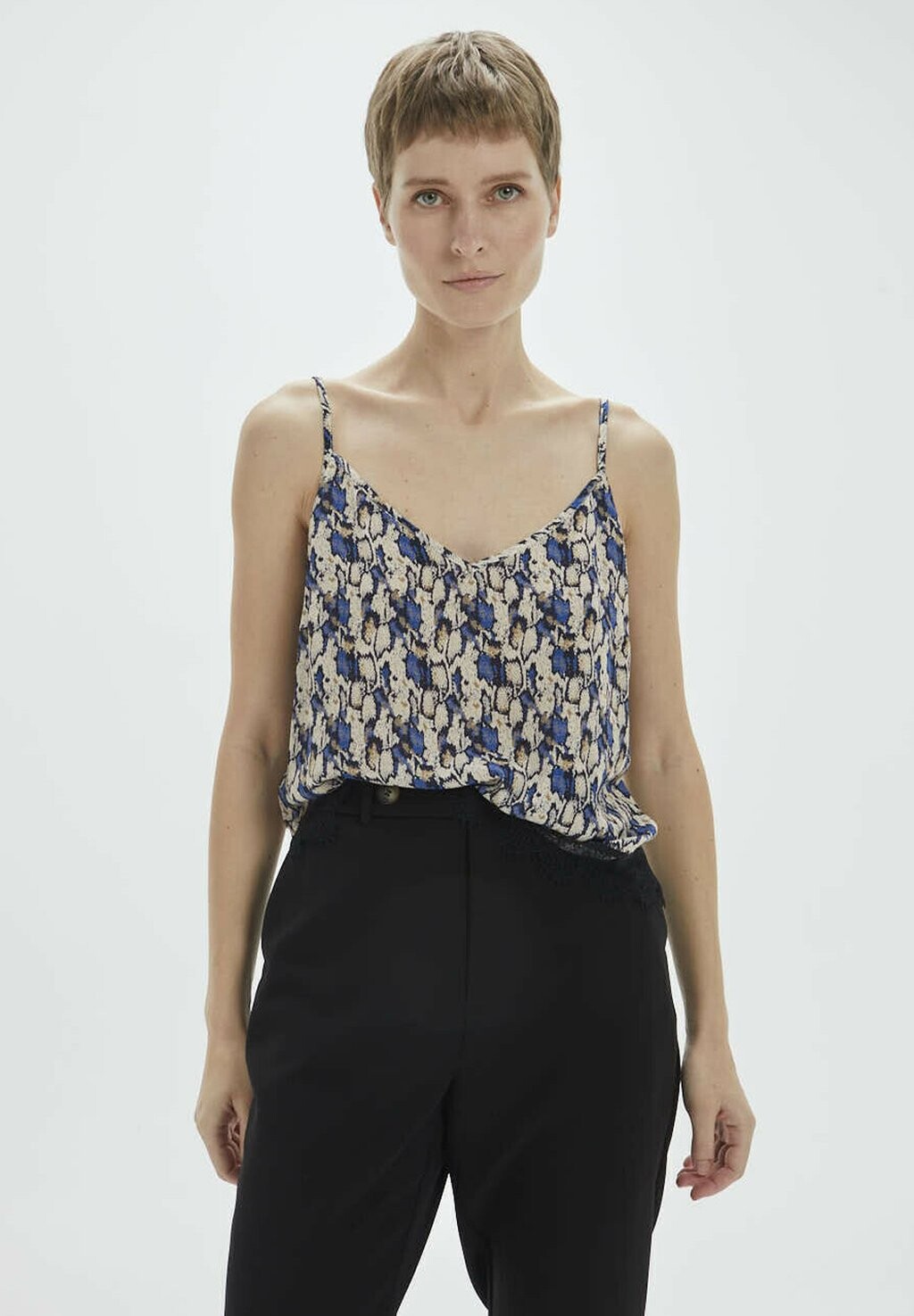 

Топ PRINTED LINGERIE WITH V-NECKLINE System Action, цвет blue