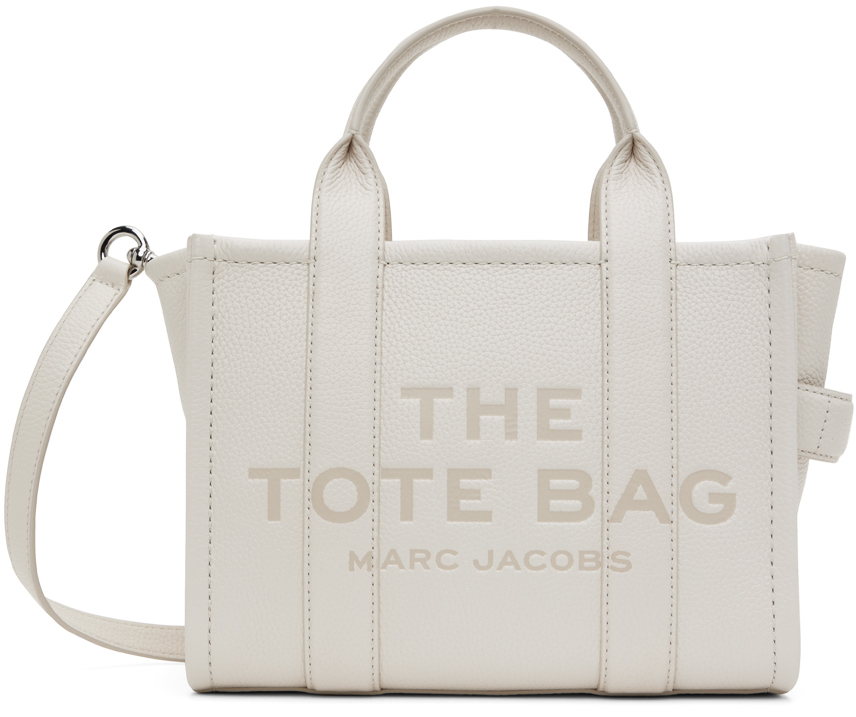 цена Кремового цвета Сумка-тоут 'The Leather Small Tote Bag' Marc Jacobs