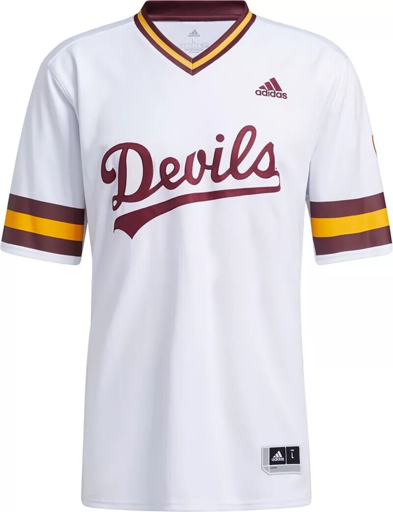 

Мужская белая бейсбольная майка Adidas Sun Devils Arizona State Sun Devils