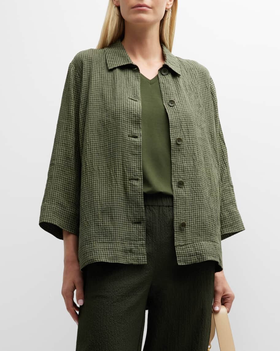 

Жакет в клетку со складками на пуговицах Eileen Fisher