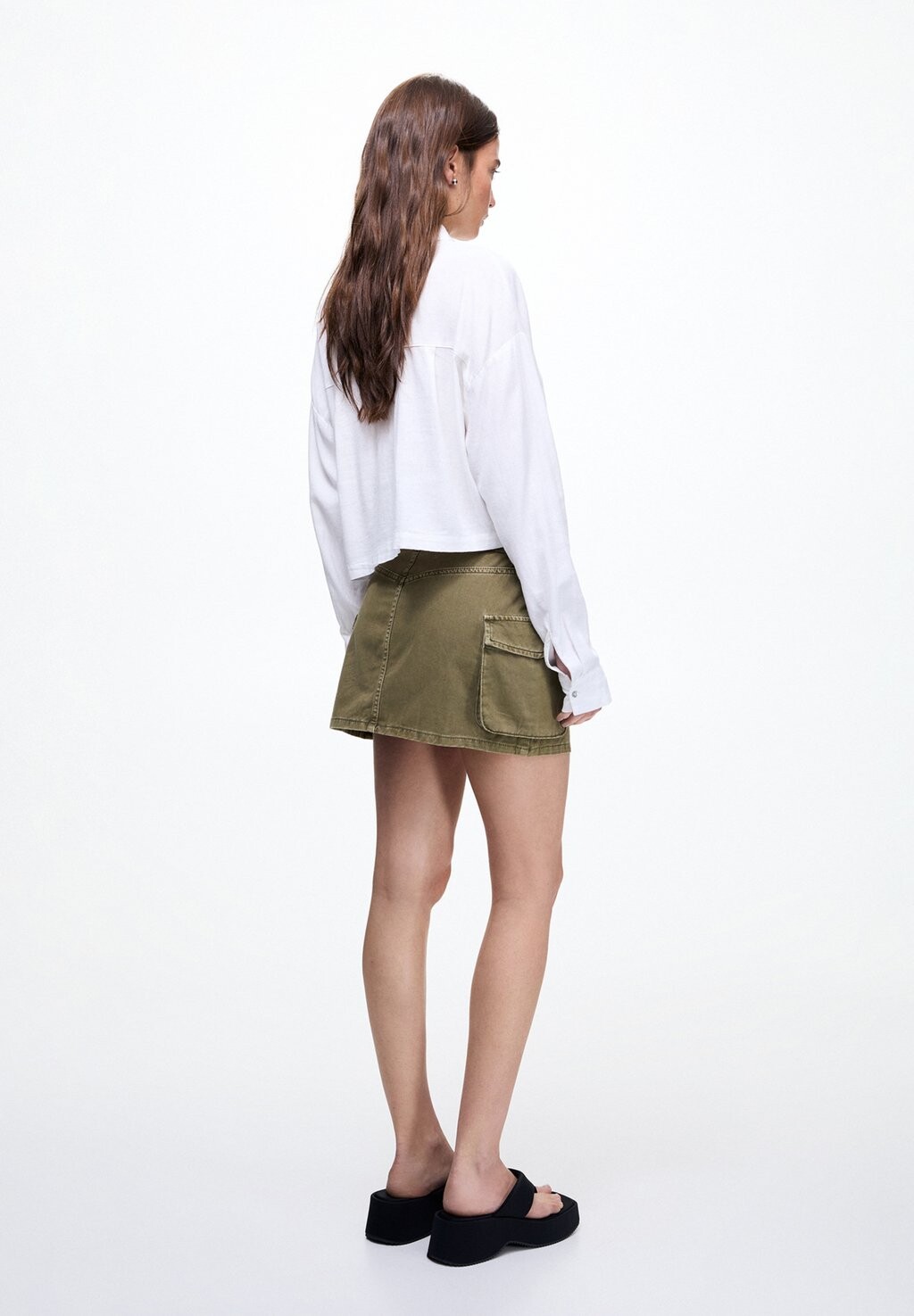 

Рубашка Rustic Long Sleeve Cropped PULL&BEAR, белая