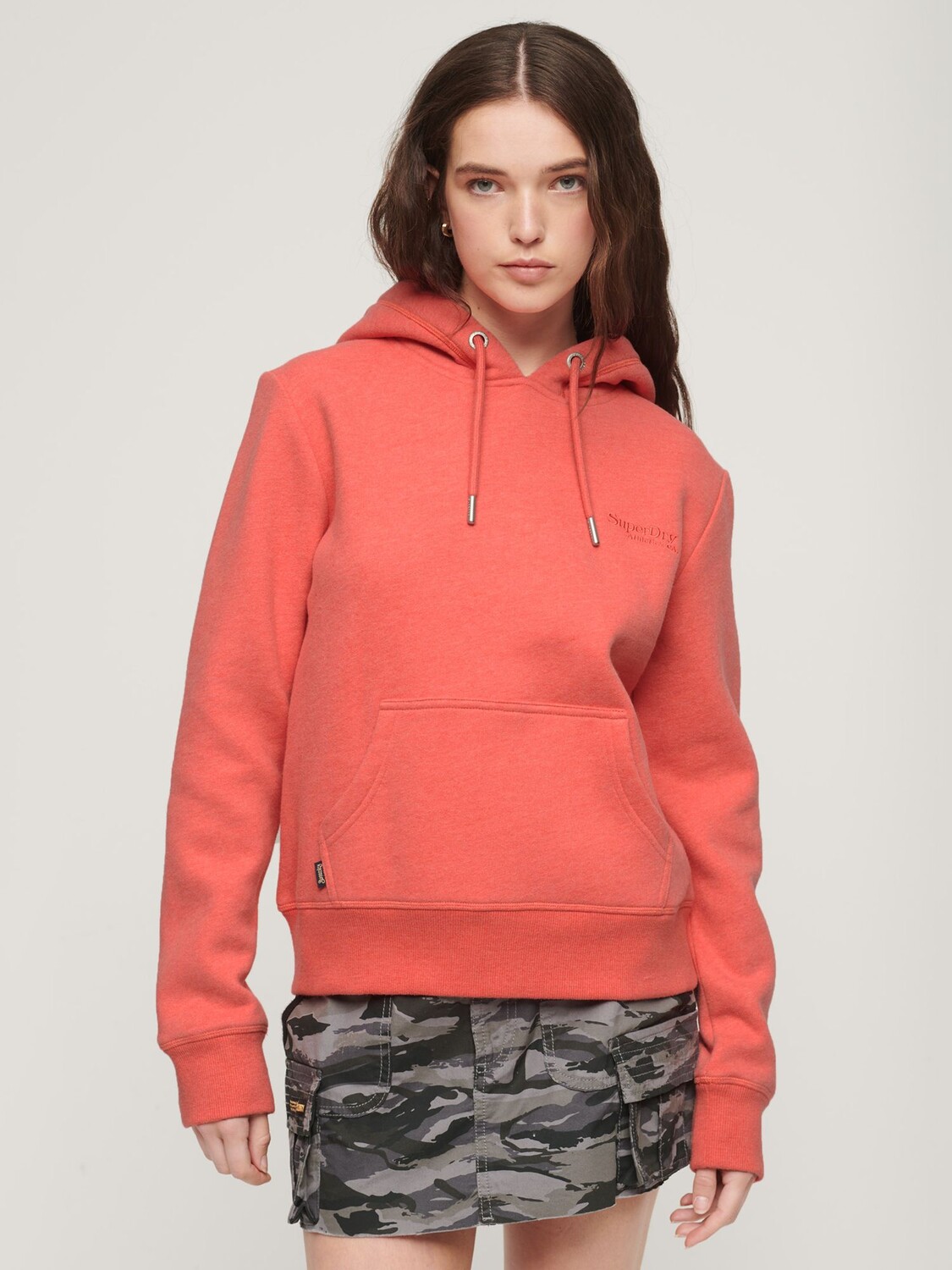 

Толстовка с логотипом Essential Superdry, яркий коралловый меланж, Красный