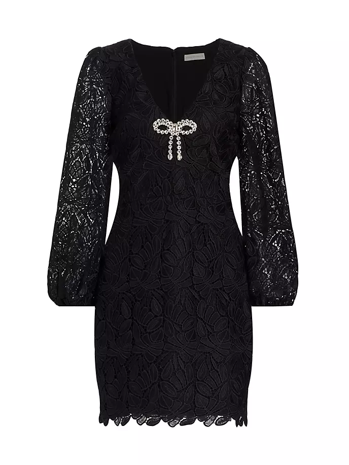 

Мини-платье Sydney с кружевным бантом и кристаллами Ml Monique Lhuillier, черный