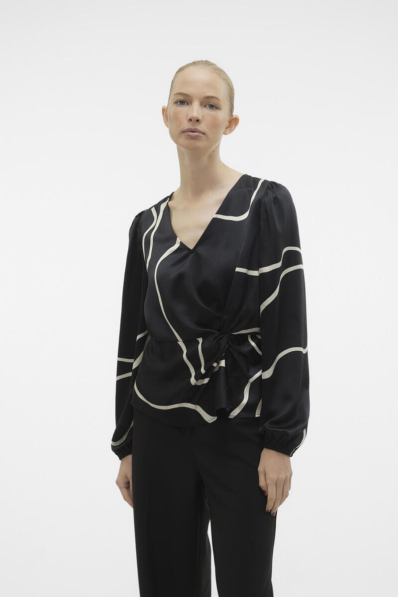 

Женская блузка с длинным рукавом с боковым узлом Vero Moda, черный