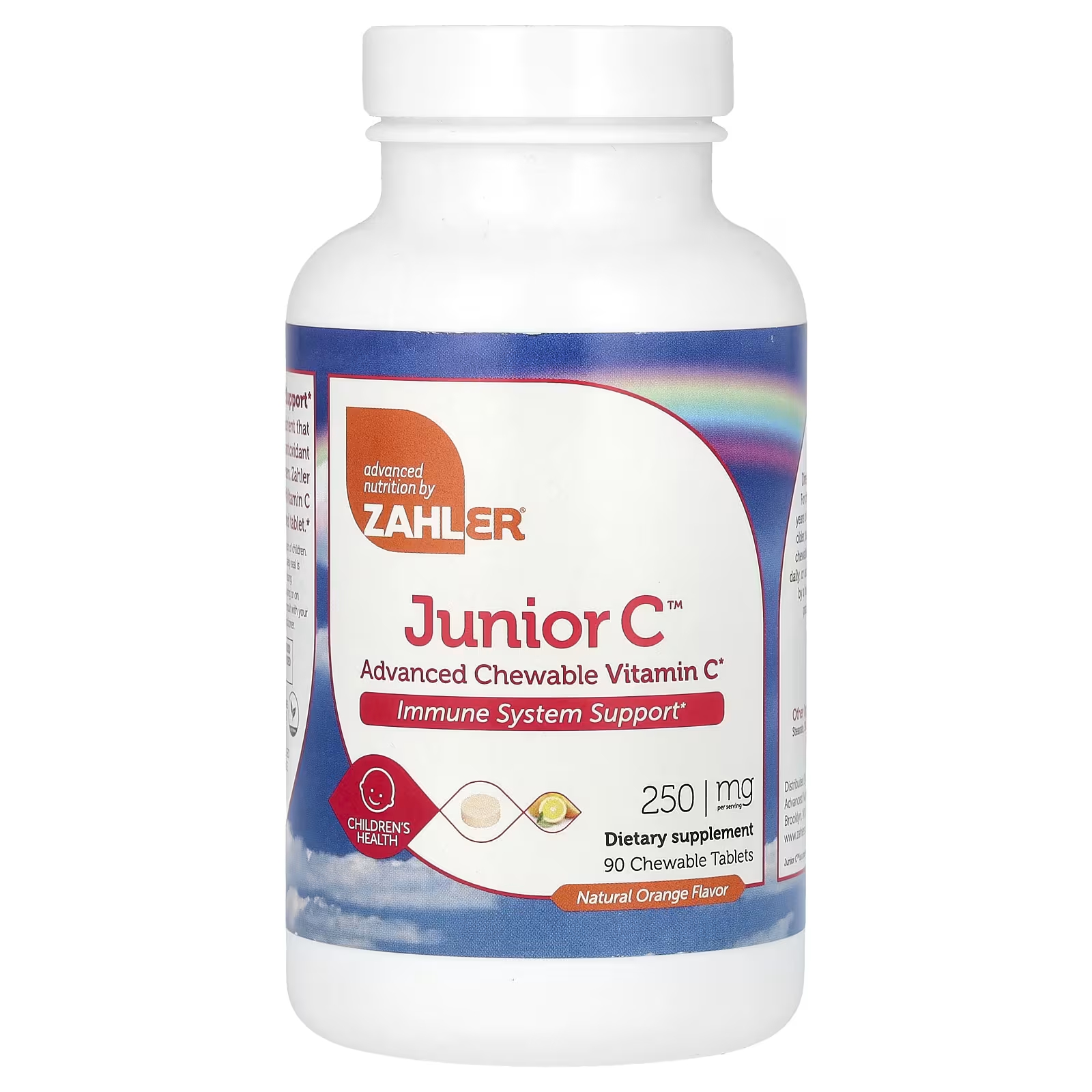 Витамин C Zahler Junior C Advanced Chewable натуральный апельсин, 90 жевательных таблеток zahler core greens улучшенный суперфуд на растительной основе 240 капсул