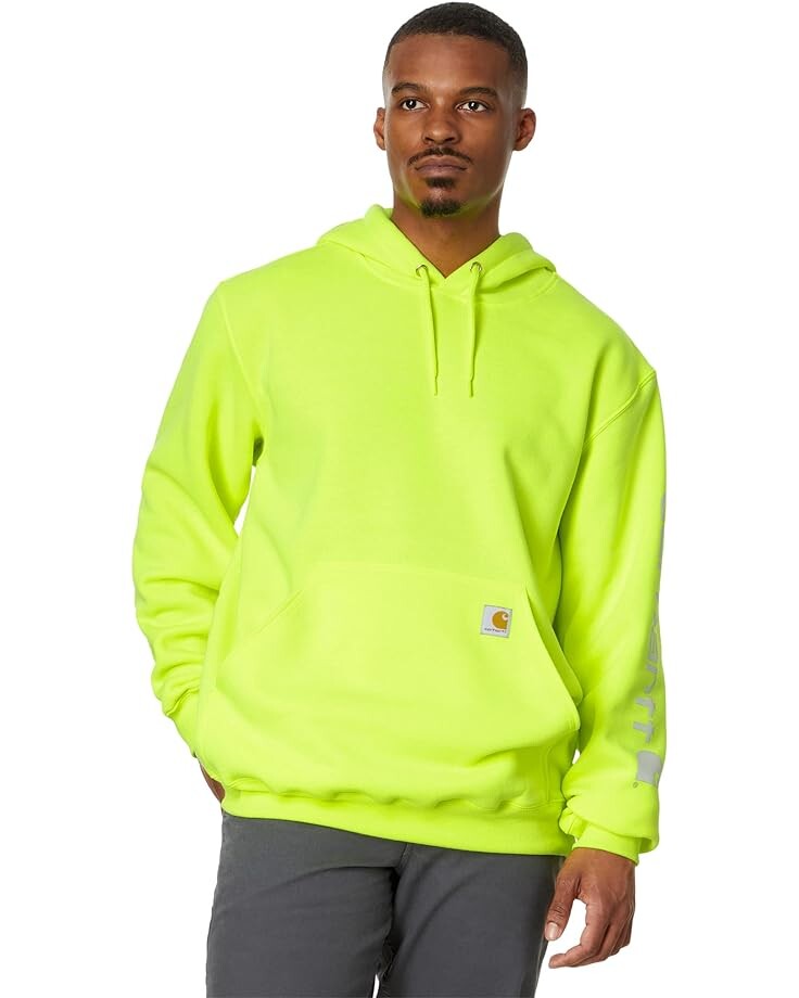 Толстовка Carhartt Midweight Signature Sleeve Logo Hooded, цвет Brite Lime толстовка carhartt signature logo midweight черный