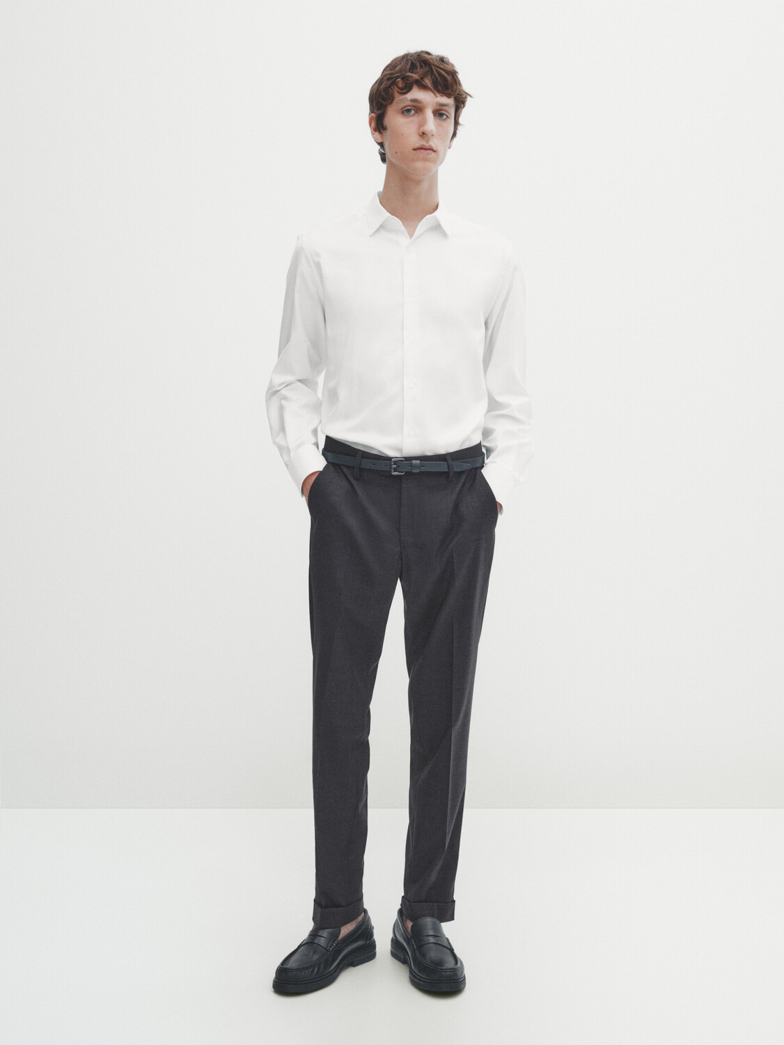

Рубашка узлого кроя текстурированной рубашки easy iron Massimo Dutti, белый