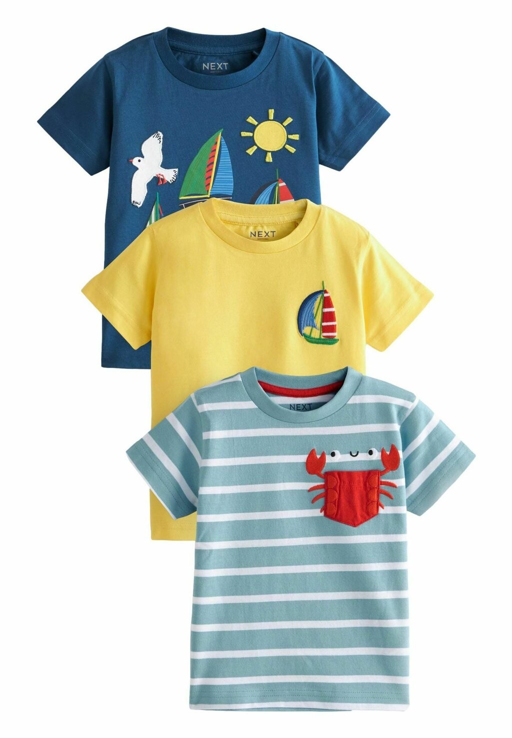 

Футболка с принтом SHORT SLEEVE CHARACTER 3 PACK STANDARD Next, цвет yellow blue