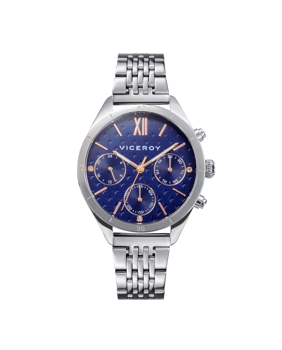 Шикарные многофункциональные женские часы из стали и синего циферблата Viceroy, серебро женские кварцевые наручные часы со стальным браслетом водонепроницаемые