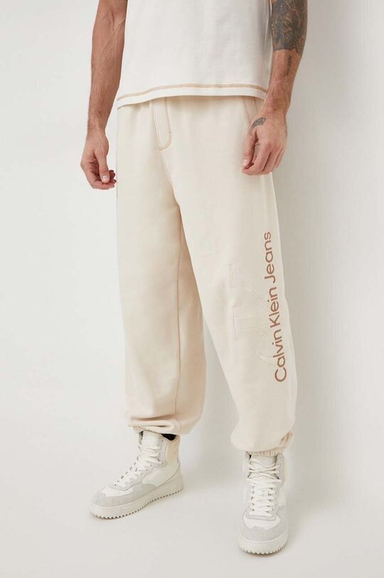 

Хлопковые спортивные штаны Calvin Klein Jeans, бежевый