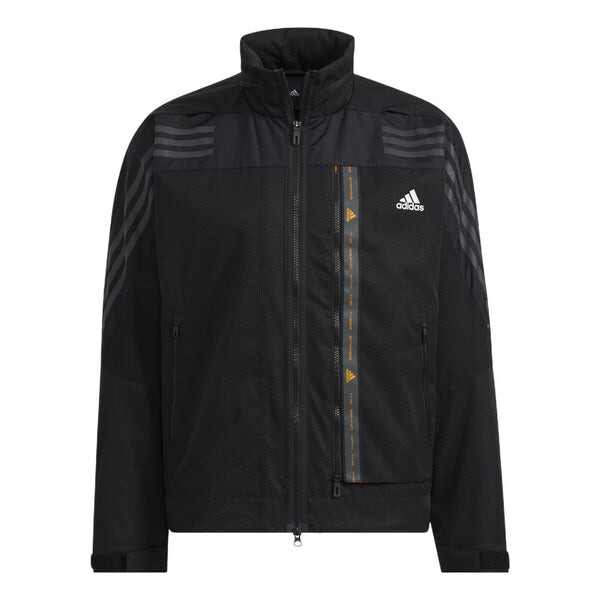 Куртка adidas Th 99 Pro Wvjk Solid Color Stripe Casual Sports Hooded Jacket Black, черный куртка adidas th 99 comm wvjk hooded zipper cardigan blue синий