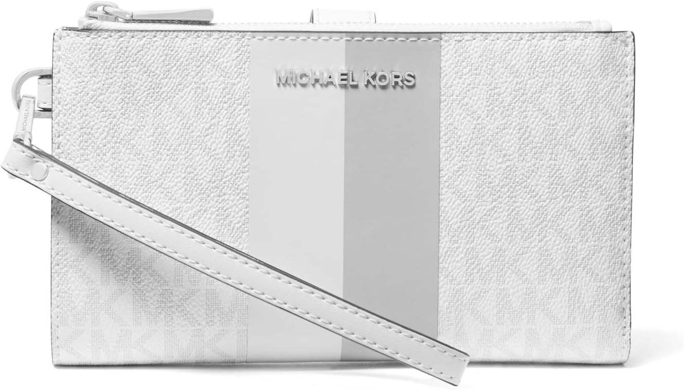 

Michael Kors Women's Jet Set Double Zip Wristlet, Optic White/Aluminum