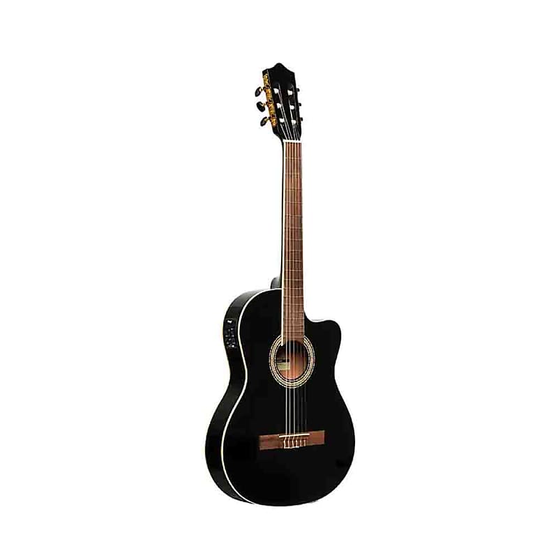 Акустическая гитара Stagg SCL60 TCE-BLK Spruce Top Nato Neck Classical Cutaway 6-String Acoustic-Electric Guitar