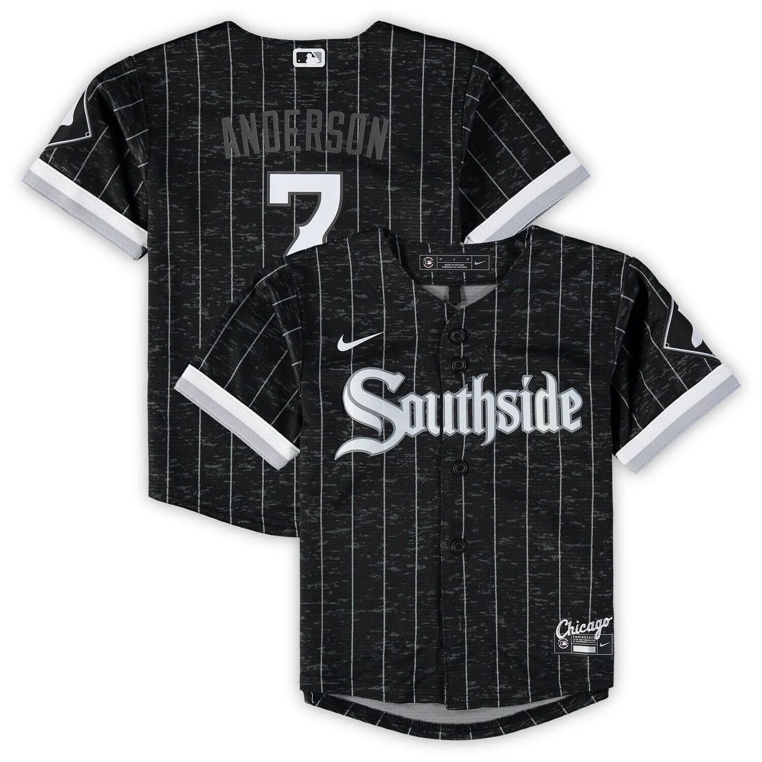 

Черная футболка Nike Tim Anderson для малышей Chicago White Sox City Connect Replica Player Nike, Черный