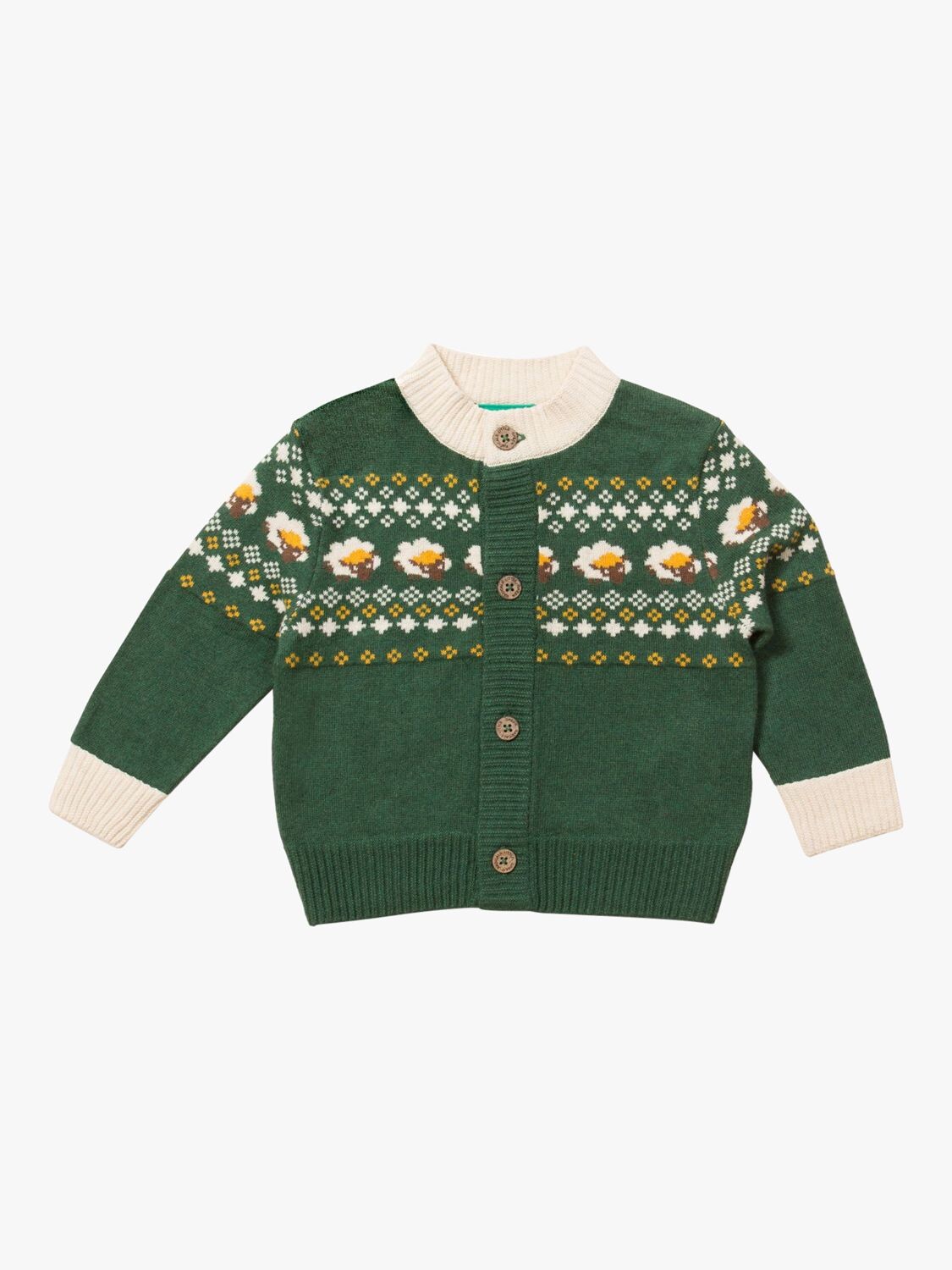

Вязаный кардиган из овечьей шерсти Little Green Radicals Baby Fair Isle, зеленый