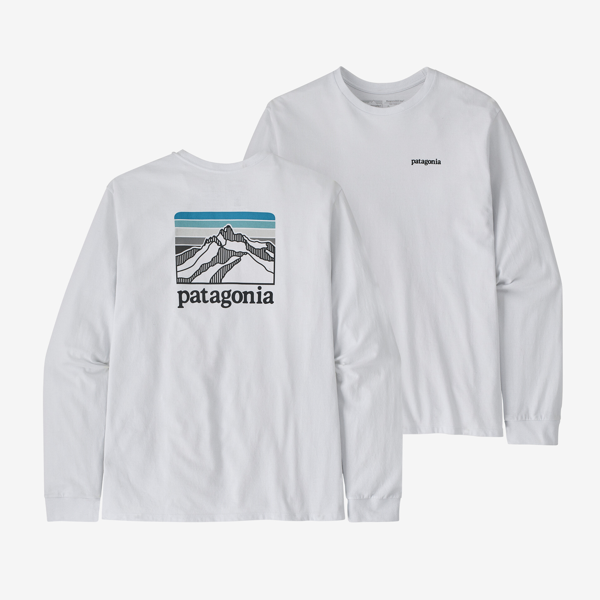 Мужская футболка с длинными рукавами и логотипом Ridge Responsibili-Tee Patagonia, белый