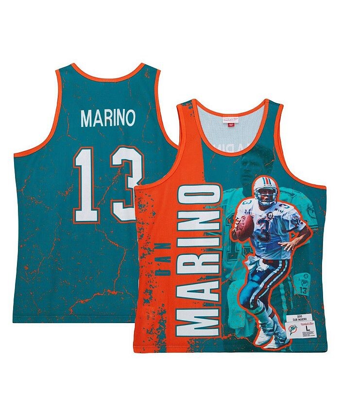 

Мужская майка Dan Marino Aqua Miami Dolphins 1990 Player Burst Mitchell & Ness, синий